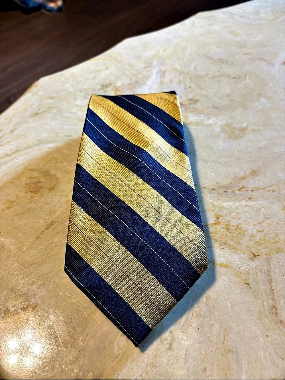 Ashford & Brooks Striped Tie in Blue & Gold Like New